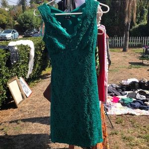 Green lace mini dress
